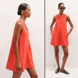 Me + Em Terry Towelling Tiered Short Dress Bright Papaya Orange Size 2 NWT
